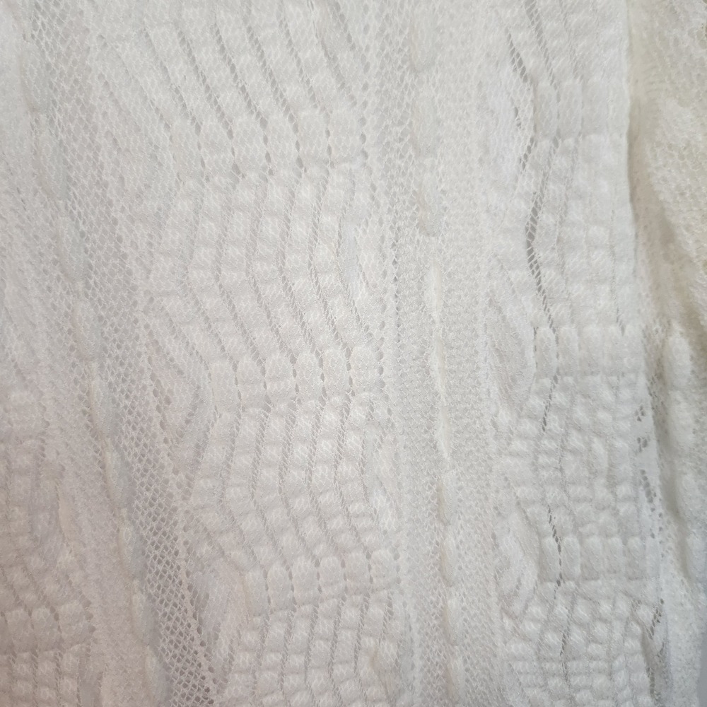 Rabbit Rabbit Rabbit Designs White Chevron Lace Midi Dress Ruffled Hem 18 - Picture 4 of 12